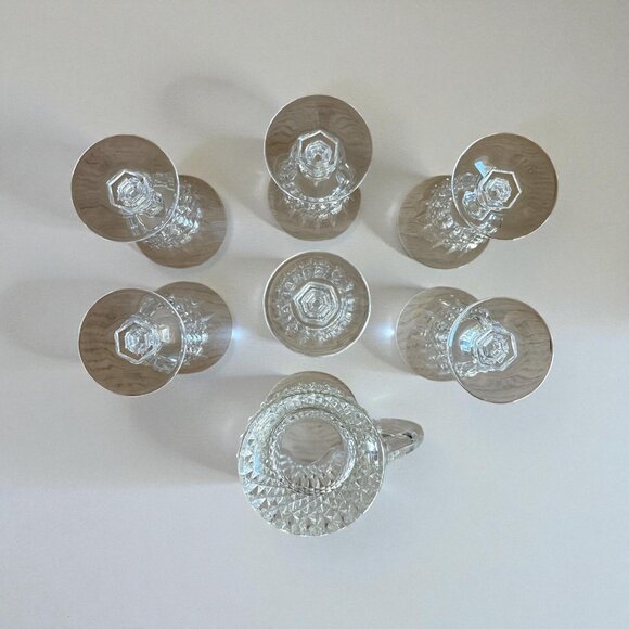 Clear Diamond Point Wine Goblets by Indiana Glass, Set of 8  Indiana Pressed Glass Goblets Set of 6 Diamond Point 1 Mug Clear Wine Stemware